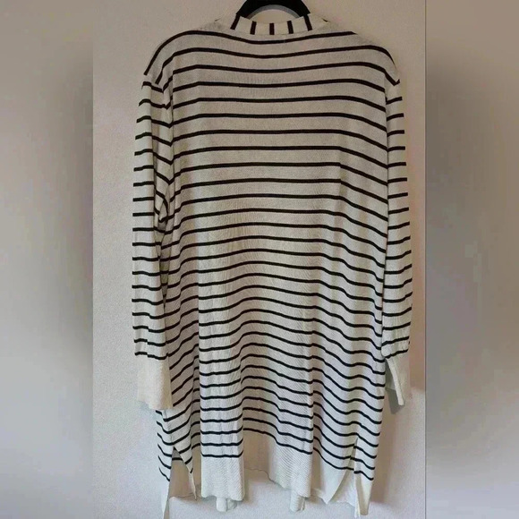 Nine west high slit duster long cardigan, size pxxl or XL, black/white - Picture 6 of 7